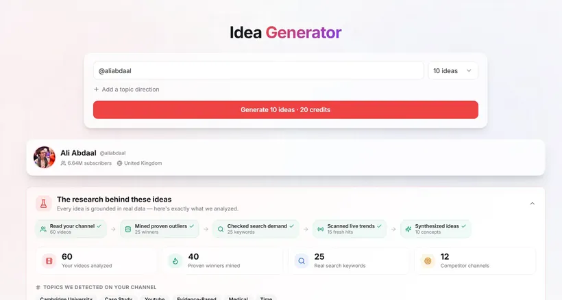 TubeGrade Idea Generator